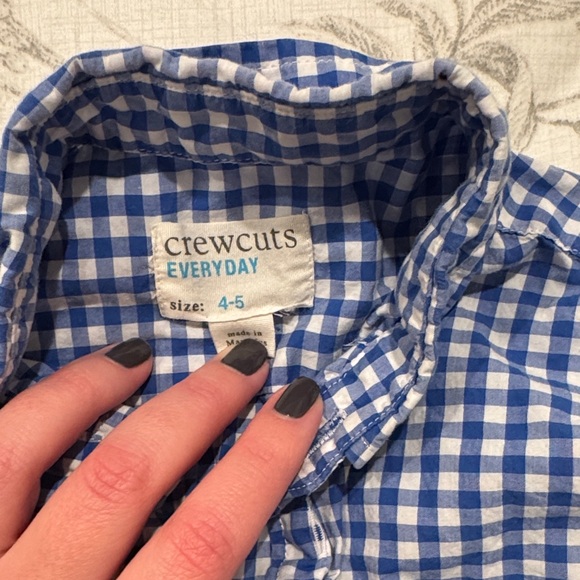 J. Crew Kids Blue and White Checkered Button Down Shirt - Picture 2 of 3